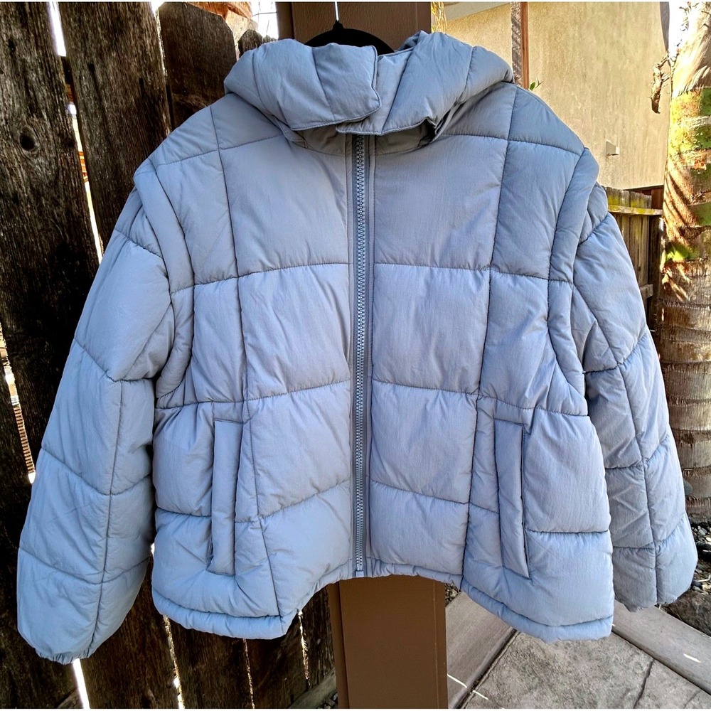 Madewell Modular Quilted Puffer Jacket M Teapot Blue PrimaLoft Convertible